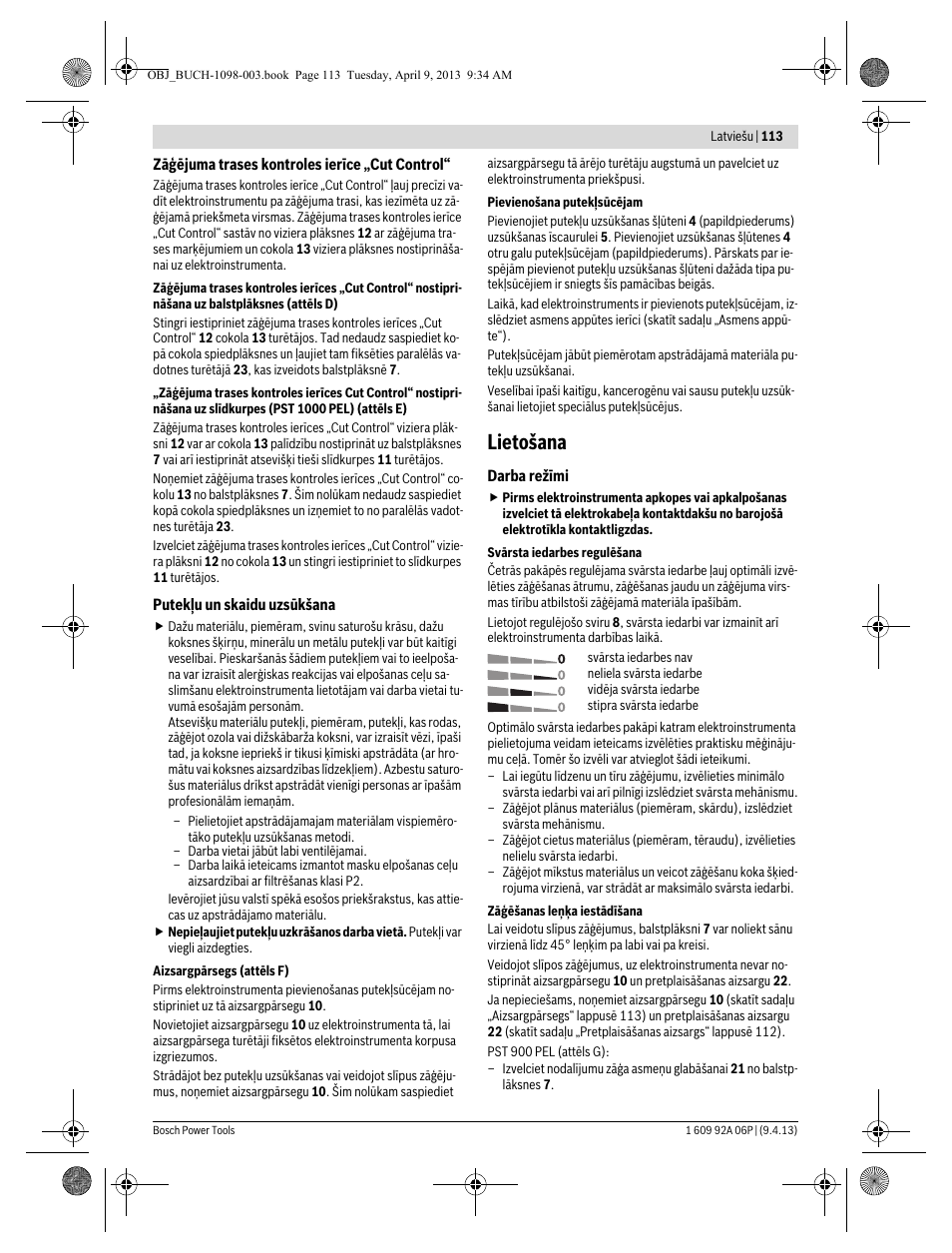 Lietošana | Bosch PST 900 PEL User Manual | Page 113 / 125