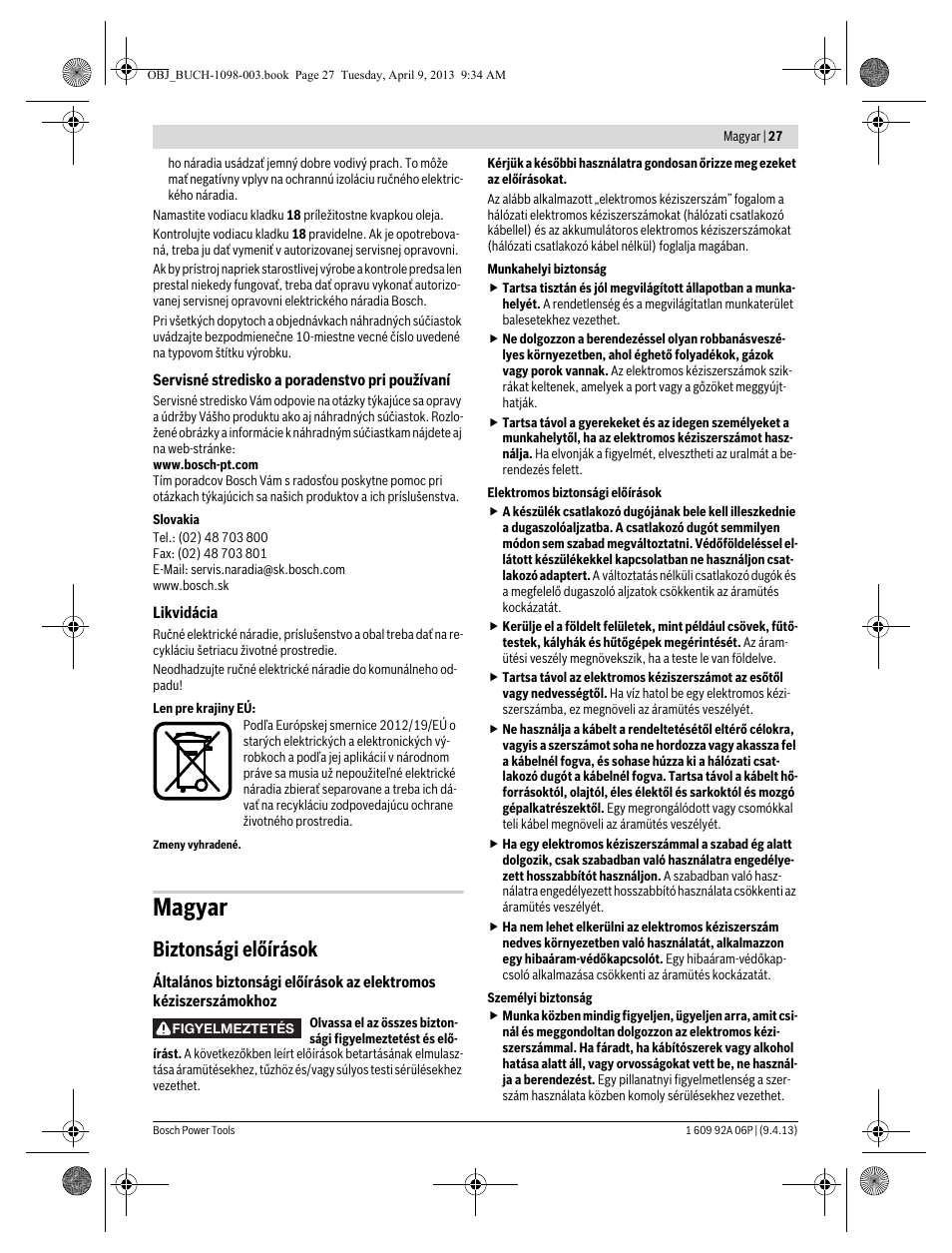 Magyar, Biztonsági előírások | Bosch PST 900 PEL User Manual | Page 27 / 125