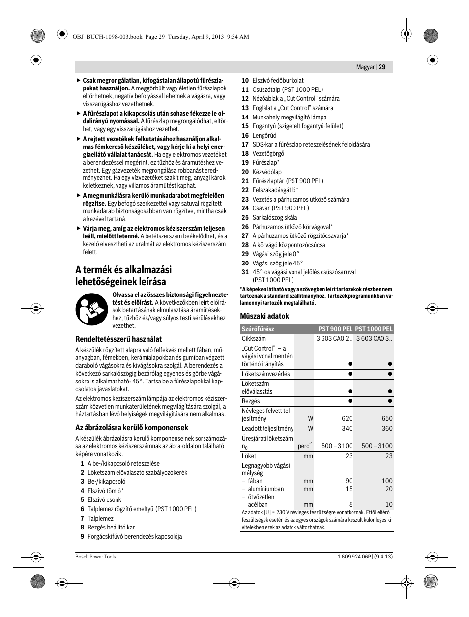 A termék és alkalmazási lehetőségeinek leírása | Bosch PST 900 PEL User Manual | Page 29 / 125