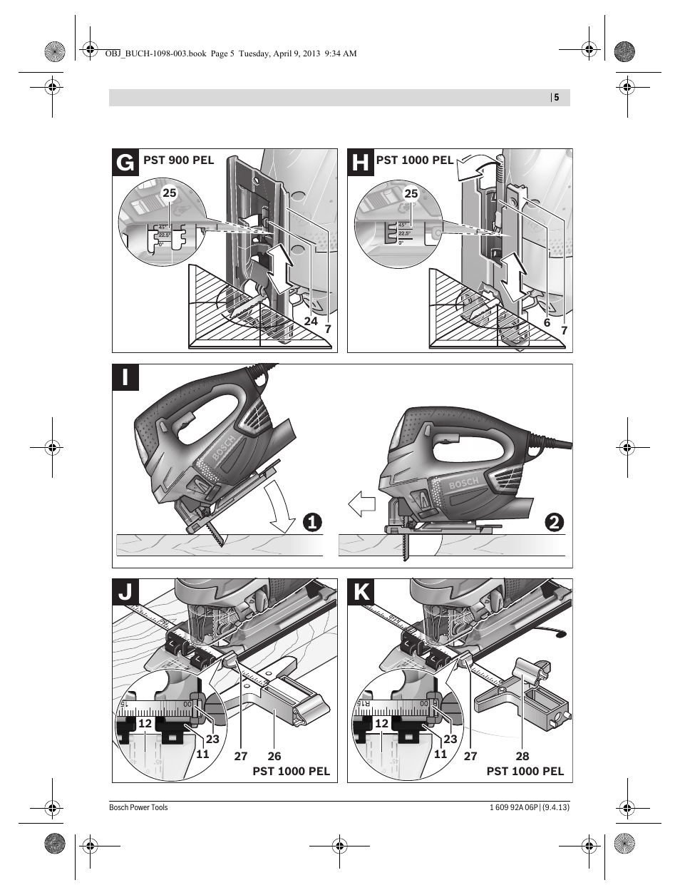 Jk i h g | Bosch PST 900 PEL User Manual | Page 5 / 125