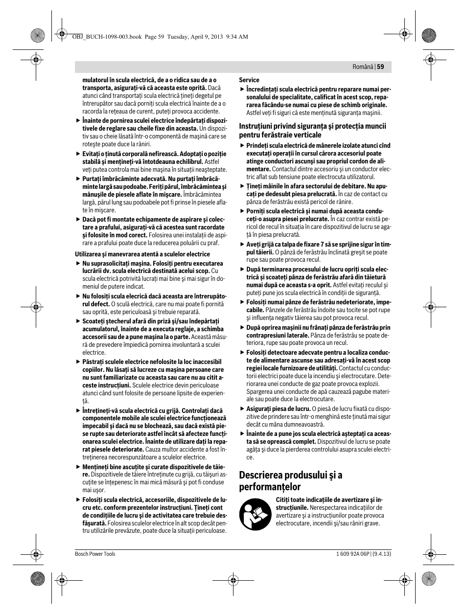 Descrierea produsului şi a performanţelor | Bosch PST 900 PEL User Manual | Page 59 / 125