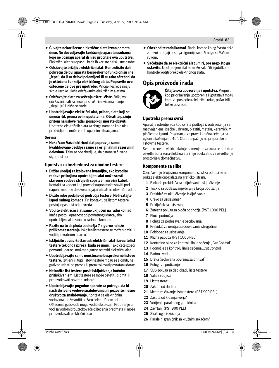 Opis proizvoda i rada | Bosch PST 900 PEL User Manual | Page 83 / 125
