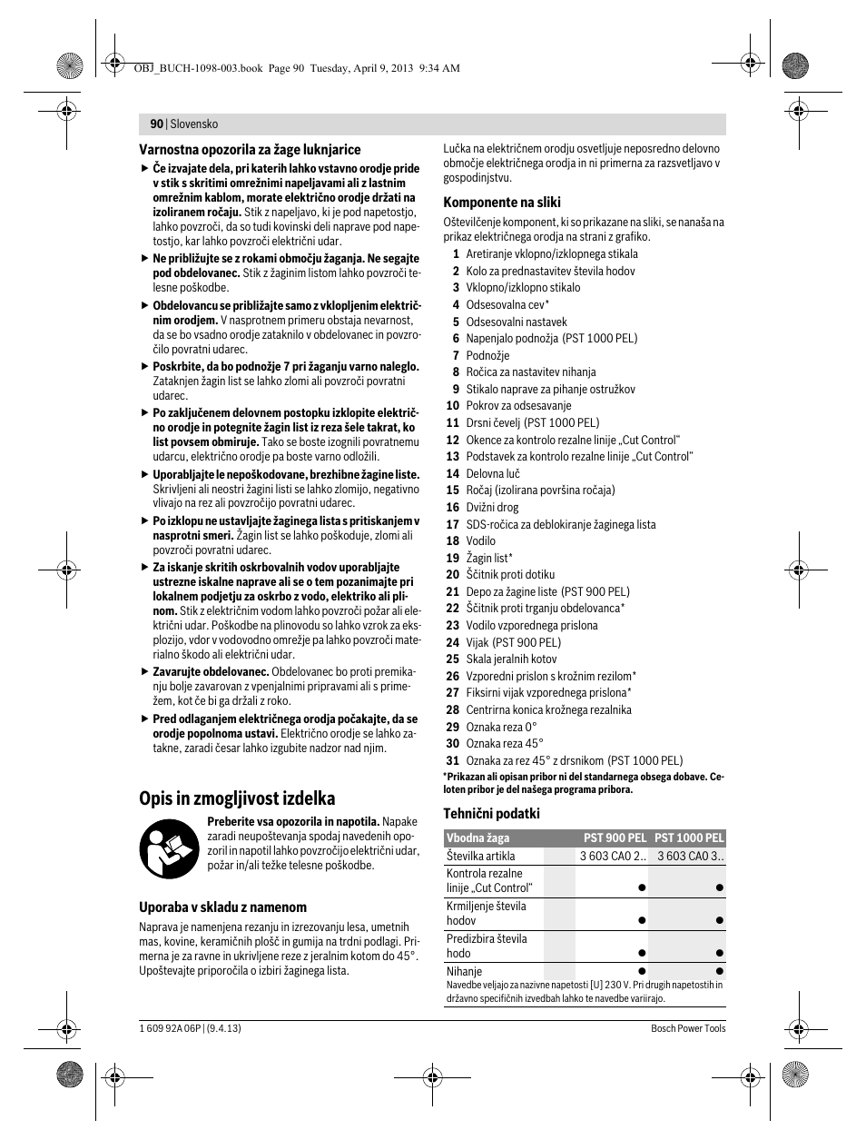 Opis in zmogljivost izdelka | Bosch PST 900 PEL User Manual | Page 90 / 125