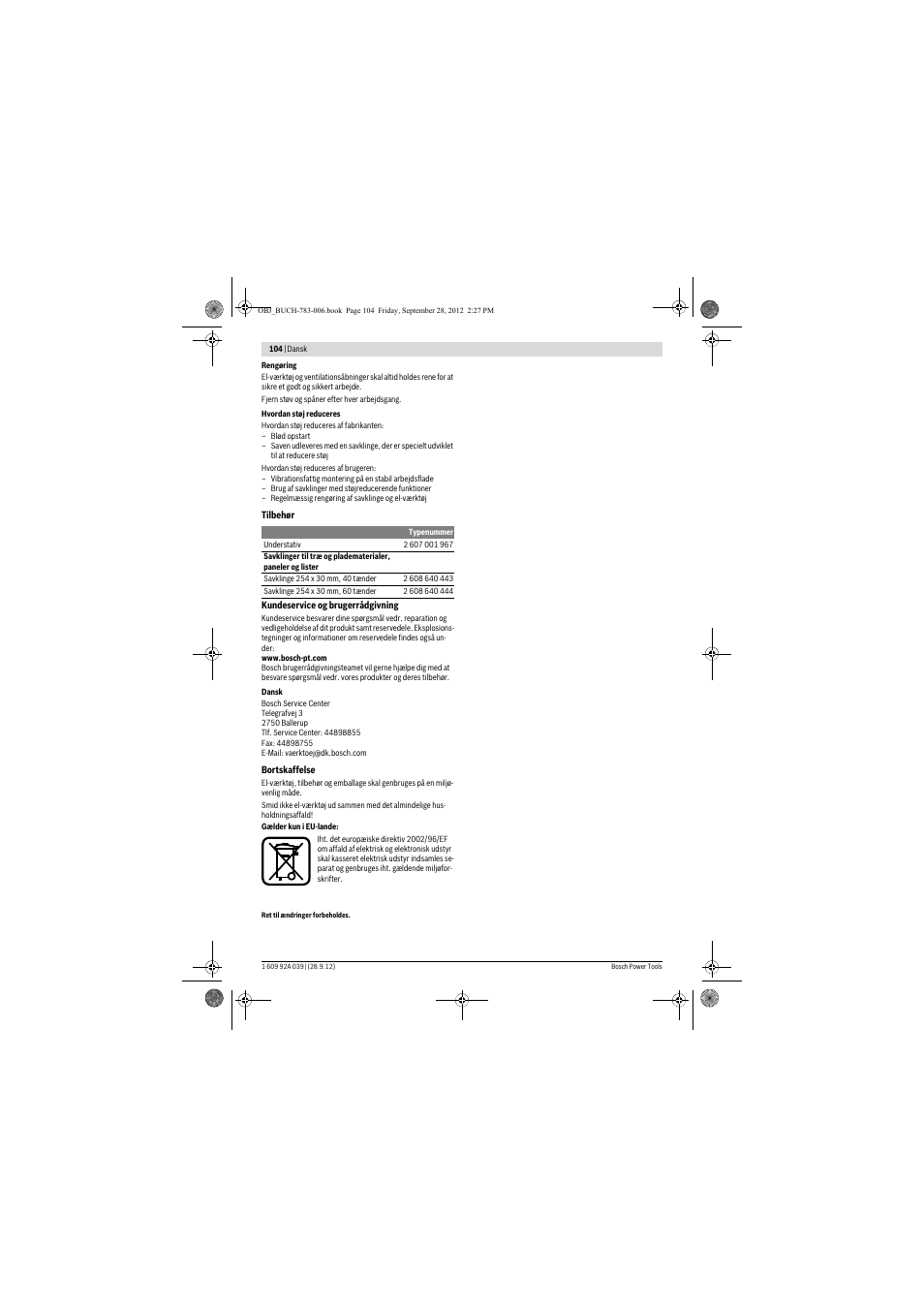 Bosch PTS 10 User Manual | Page 104 / 309