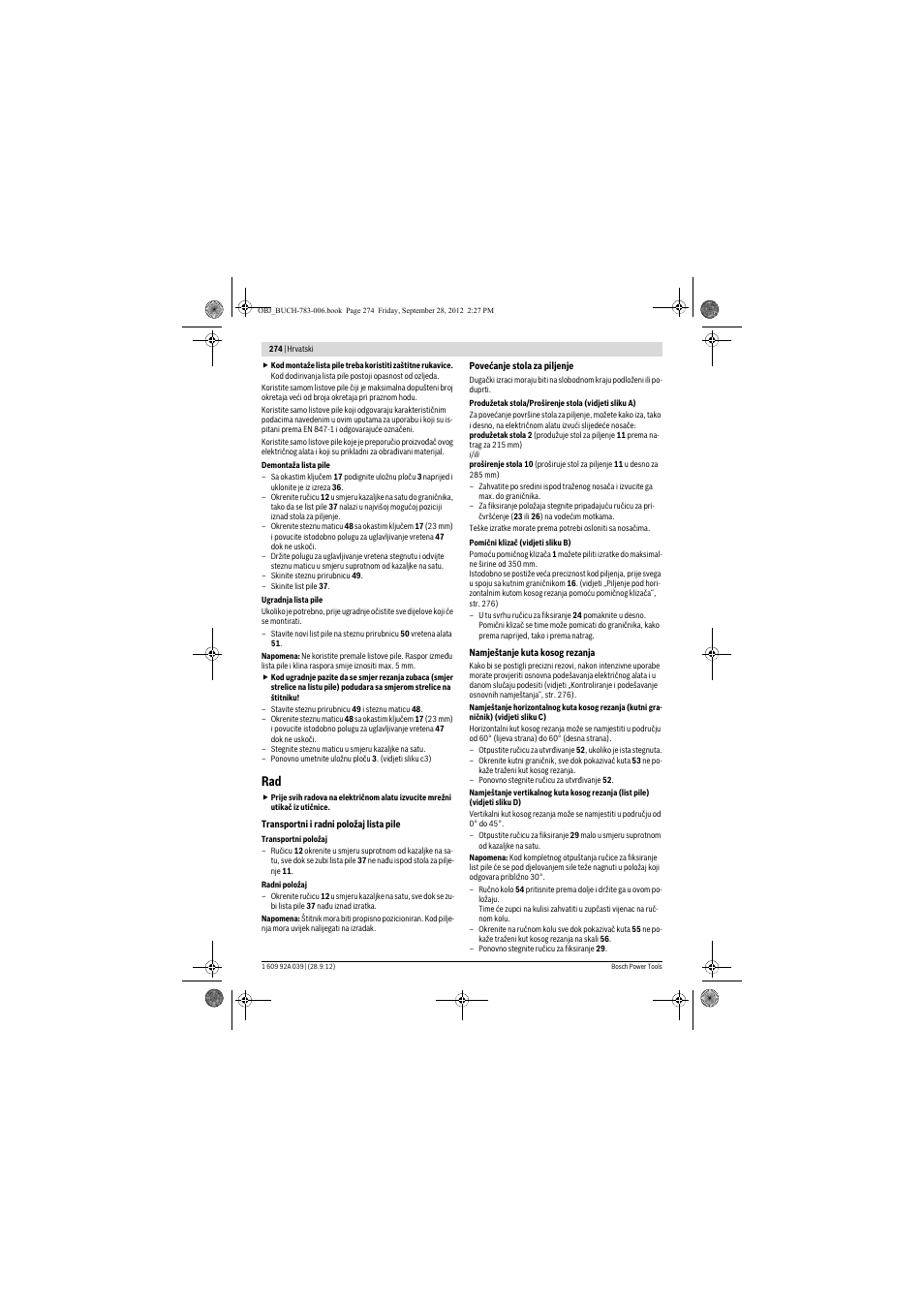 Bosch PTS 10 User Manual | Page 274 / 309