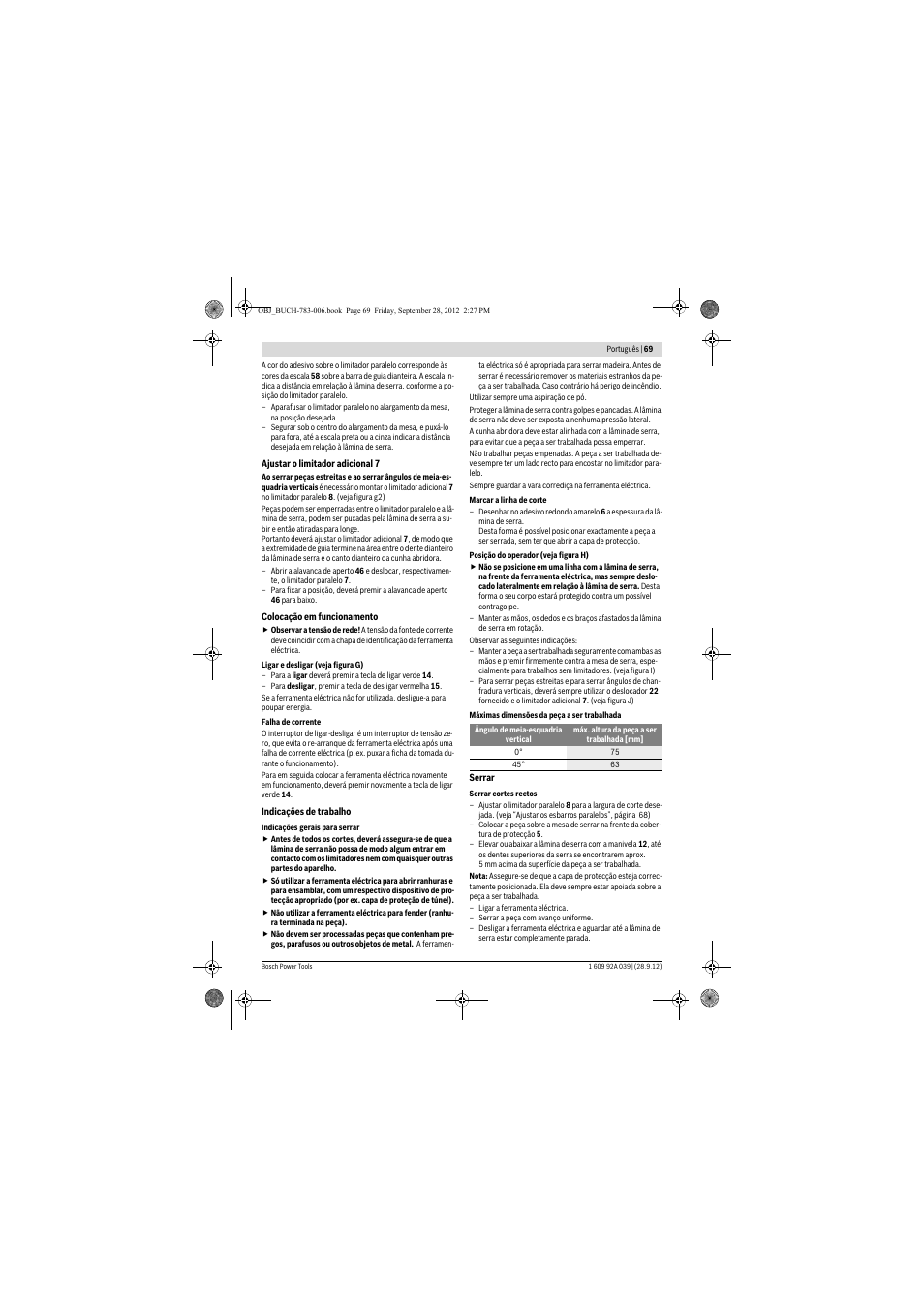 Bosch PTS 10 User Manual | Page 69 / 309