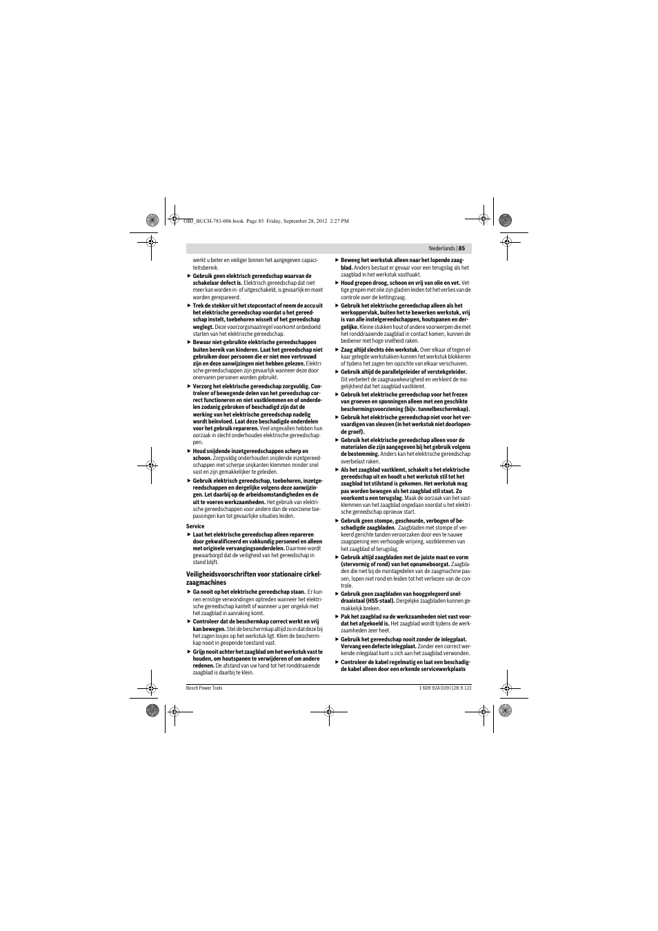 Bosch PTS 10 User Manual | Page 85 / 309