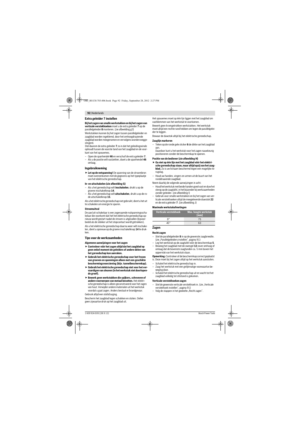 Bosch PTS 10 User Manual | Page 92 / 309