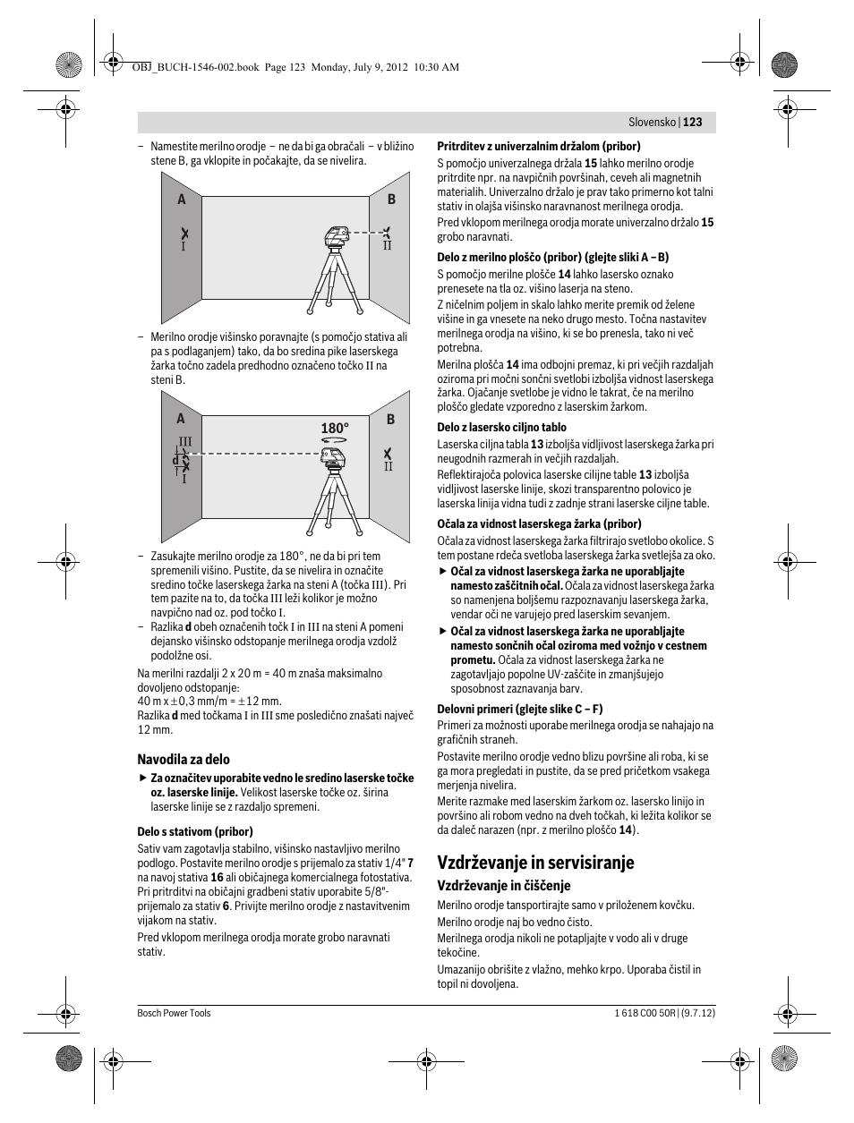 Vzdrževanje in servisiranje | Bosch GCL 25 Professional User Manual | Page 123 / 190