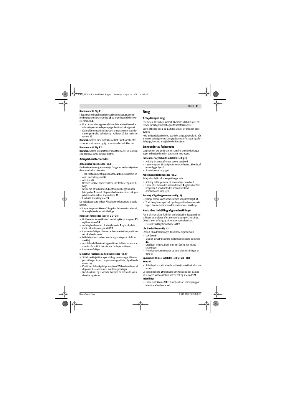 Brug | Bosch GTA 2500 W Professional User Manual | Page 41 / 119