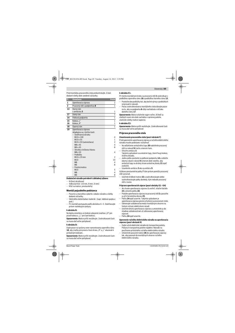 Bosch GTA 2500 W Professional User Manual | Page 69 / 119