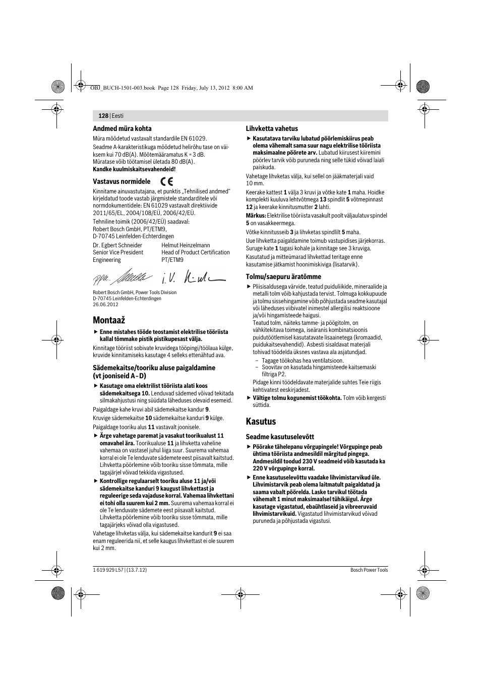 Montaaž, Kasutus | Bosch GBG 6 Professional User Manual | Page 128 / 150