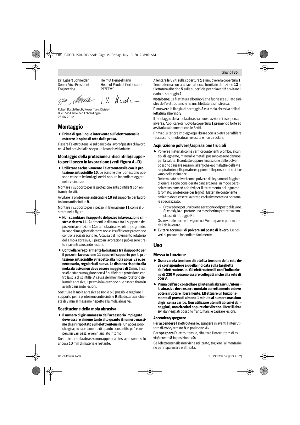 Montaggio | Bosch GBG 6 Professional User Manual | Page 35 / 150
