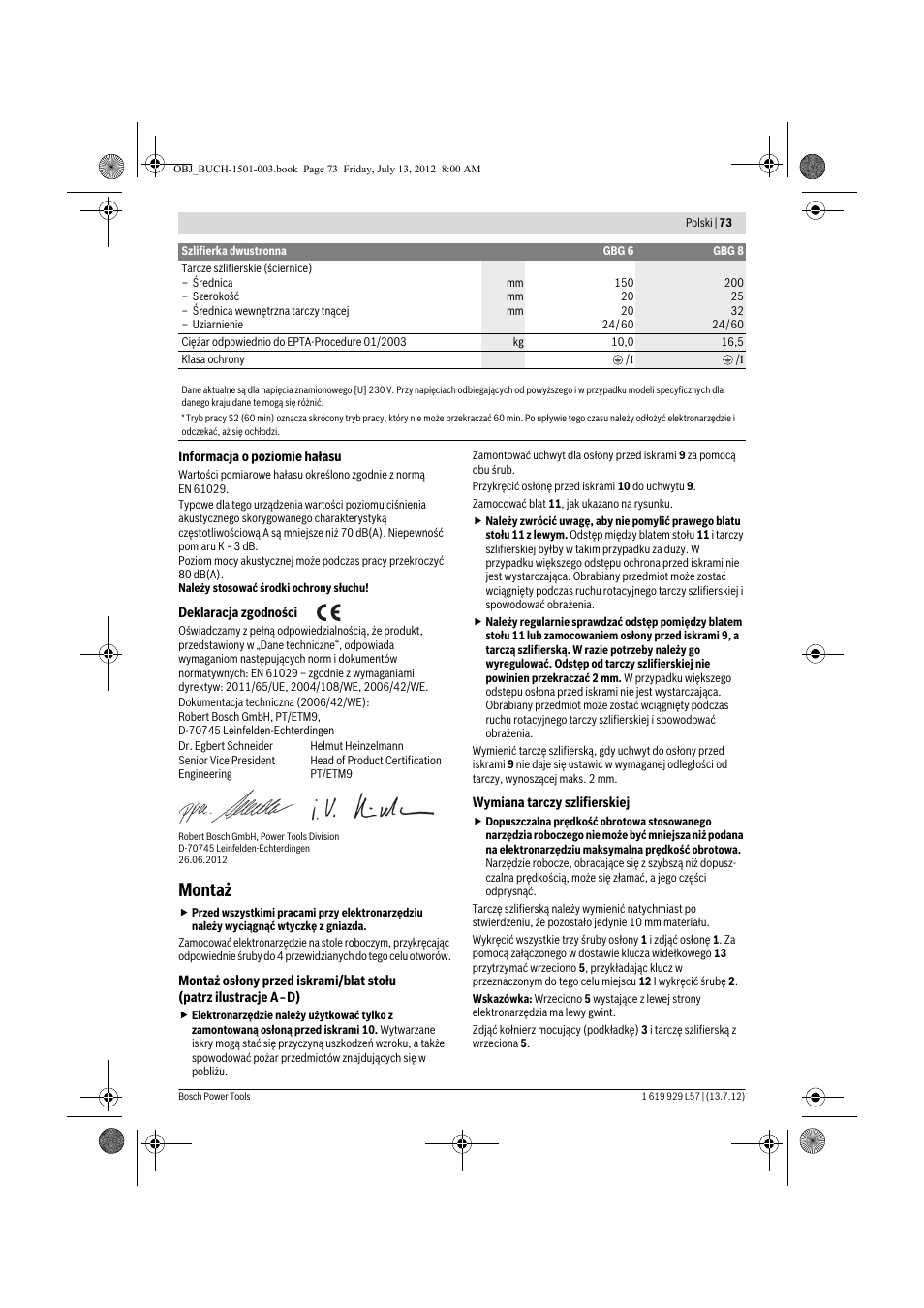Montaż | Bosch GBG 6 Professional User Manual | Page 73 / 150