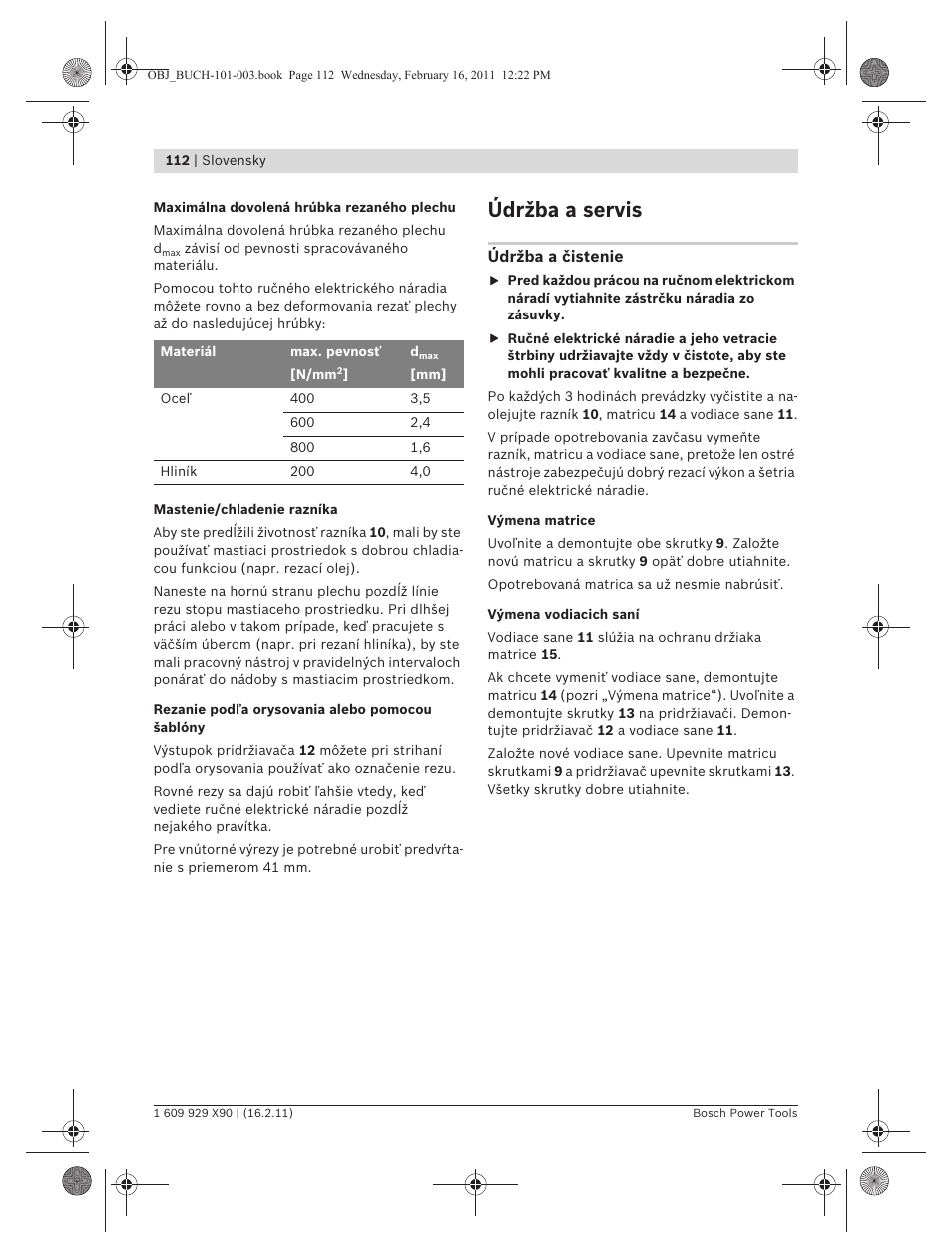 Údržba a servis | Bosch GNA 3,5 Professional User Manual | Page 112 / 199