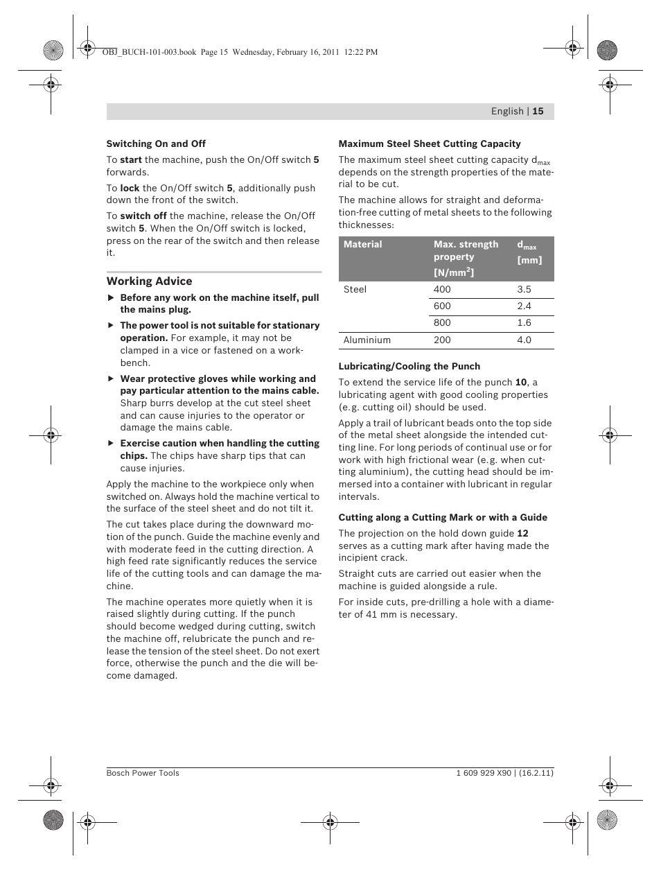 Bosch GNA 3,5 Professional User Manual | Page 15 / 199