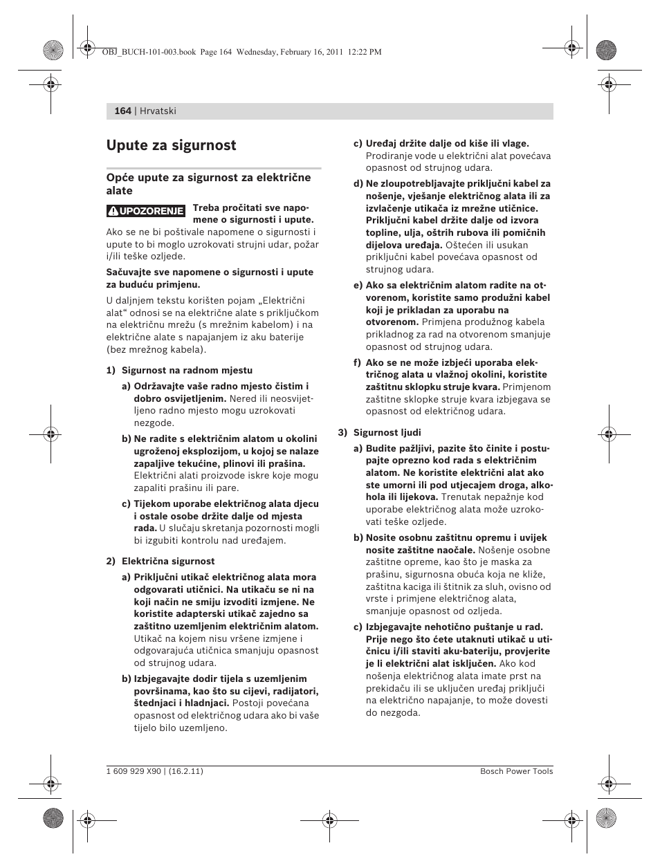 Upute za sigurnost | Bosch GNA 3,5 Professional User Manual | Page 164 / 199