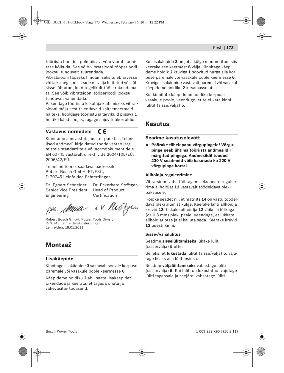 Montaaž, Kasutus | Bosch GNA 3,5 Professional User Manual | Page 173 / 199