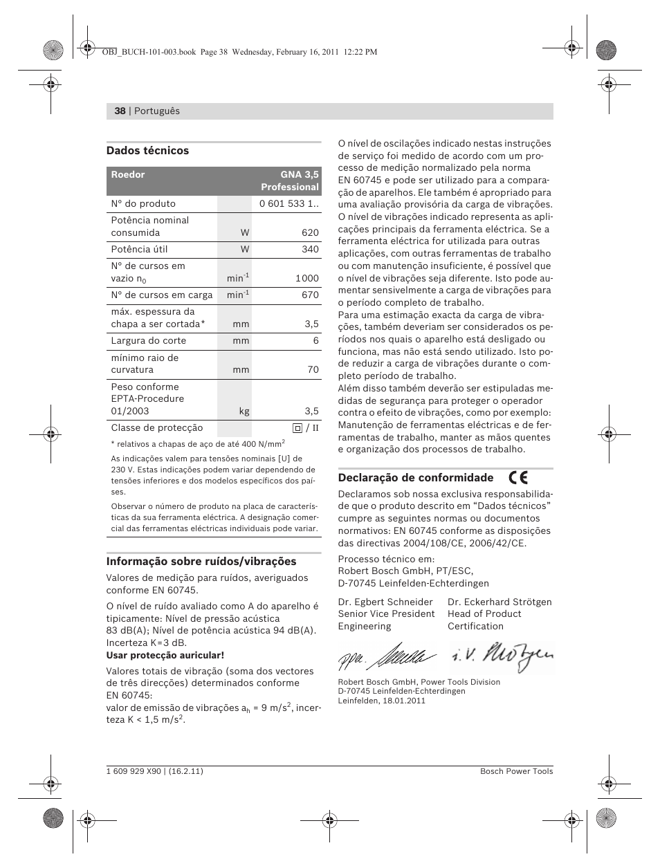 Bosch GNA 3,5 Professional User Manual | Page 38 / 199