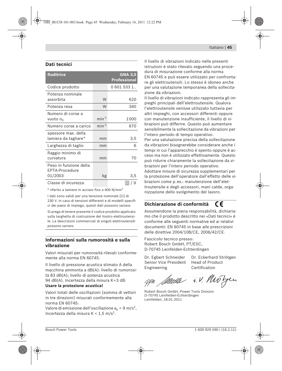 Bosch GNA 3,5 Professional User Manual | Page 45 / 199