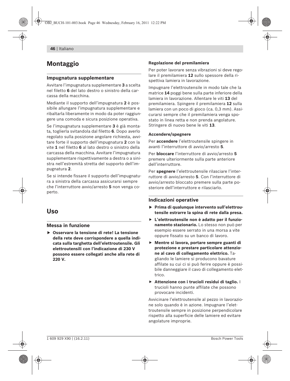 Montaggio | Bosch GNA 3,5 Professional User Manual | Page 46 / 199