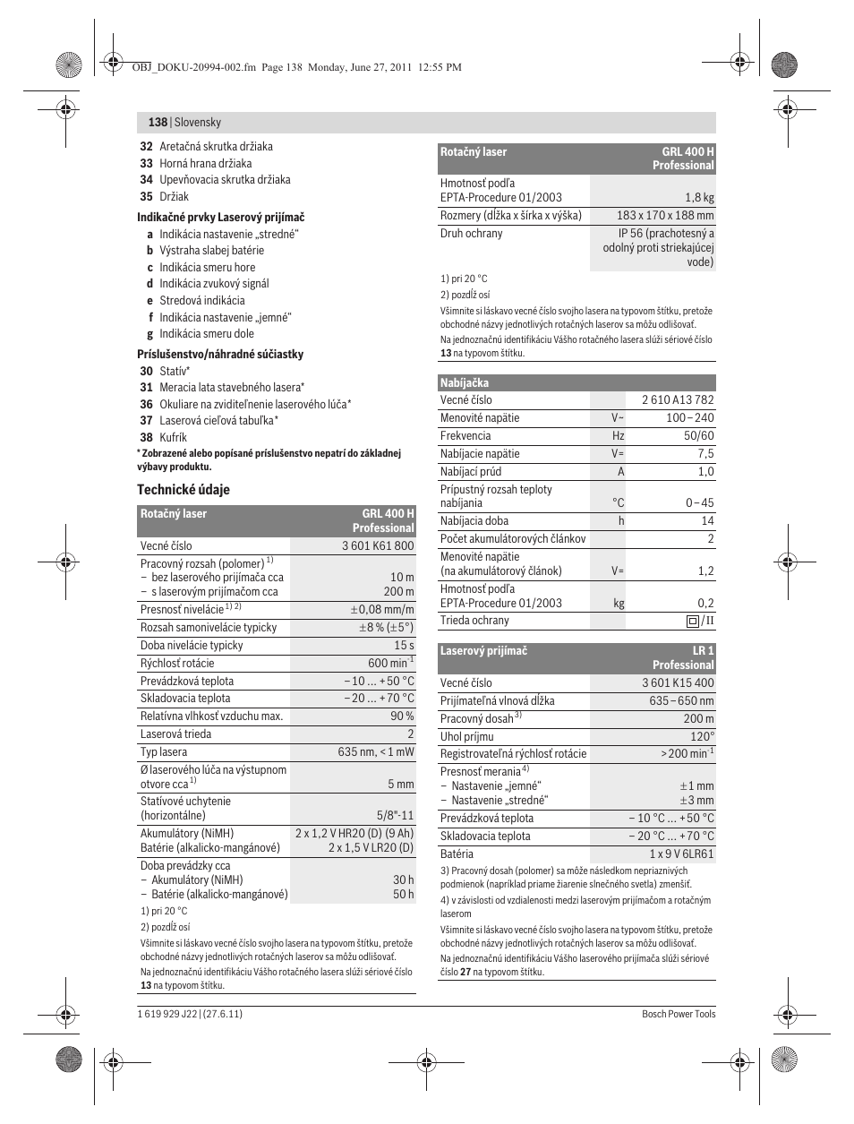 Bosch GRL 400 H Professional User Manual | Page 138 / 259