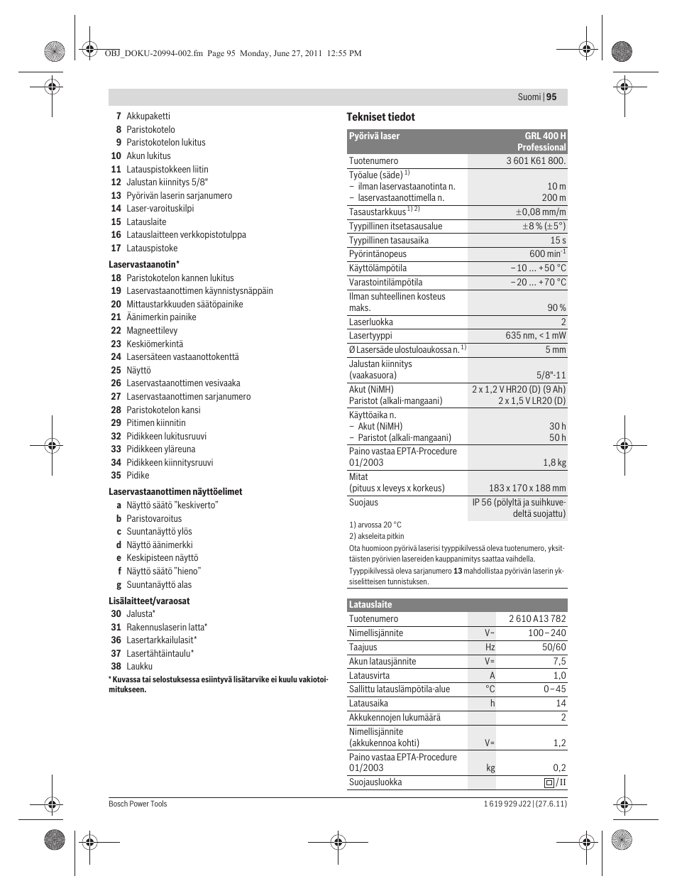 Bosch GRL 400 H Professional User Manual | Page 95 / 259