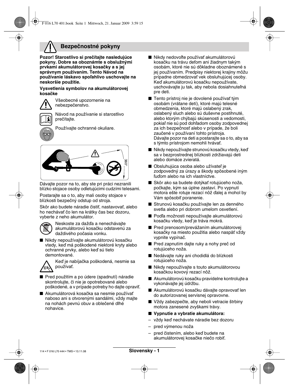 Bezpeãnostné pokyny | Bosch ART 23 Accutrim User Manual | Page 114 / 201