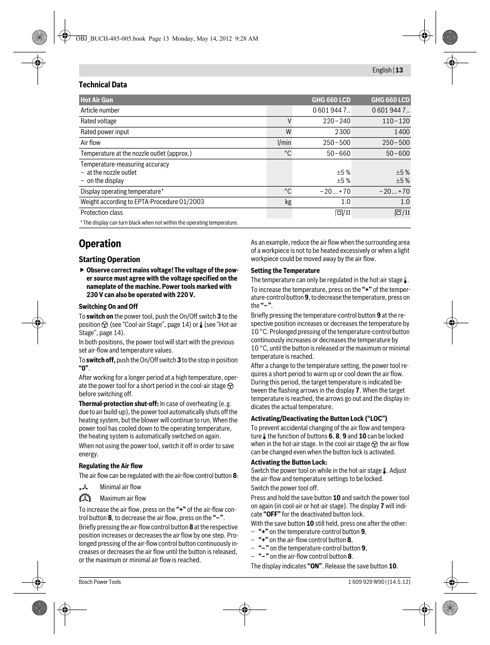 Operation | Bosch GHG 660 LCD Professional User Manual | Page 13 / 142