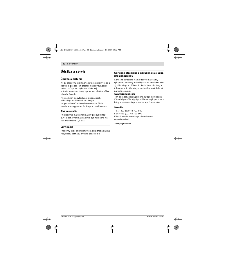 Údržba a servis | Bosch GTA 60 W Professional User Manual | Page 82 / 135