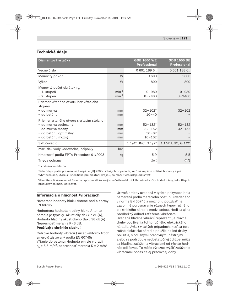 Bosch GDB 1600 WE Professional User Manual | Page 171 / 314