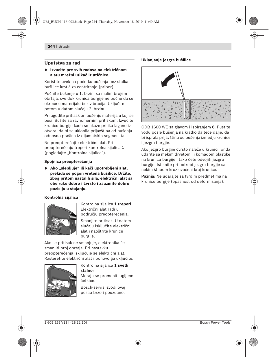 Bosch GDB 1600 WE Professional User Manual | Page 244 / 314