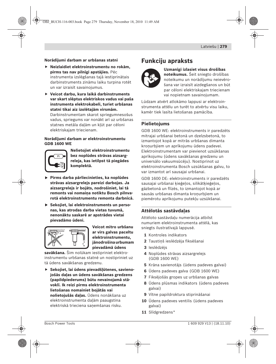 Funkciju apraksts | Bosch GDB 1600 WE Professional User Manual | Page 279 / 314