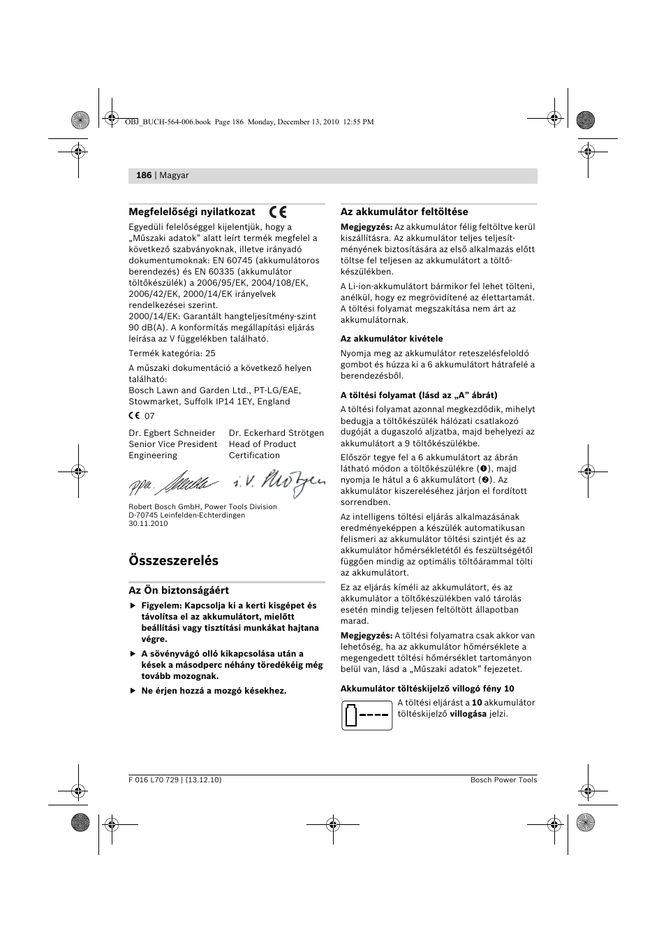 Összeszerelés | Bosch AHS 52 LI User Manual | Page 186 / 297