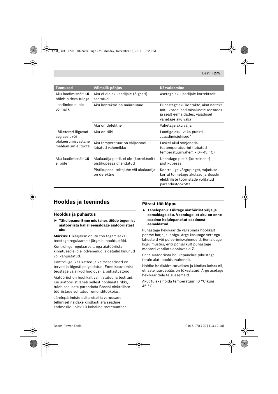 Hooldus ja teenindus | Bosch AHS 52 LI User Manual | Page 275 / 297