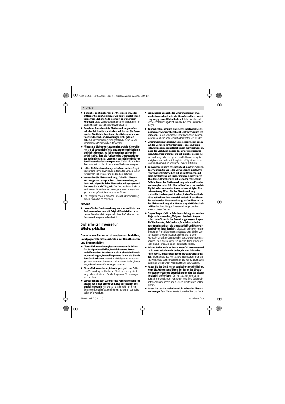 Sicherheitshinweise für winkelschleifer | Bosch GWS 780 C Professional User Manual | Page 4 / 261