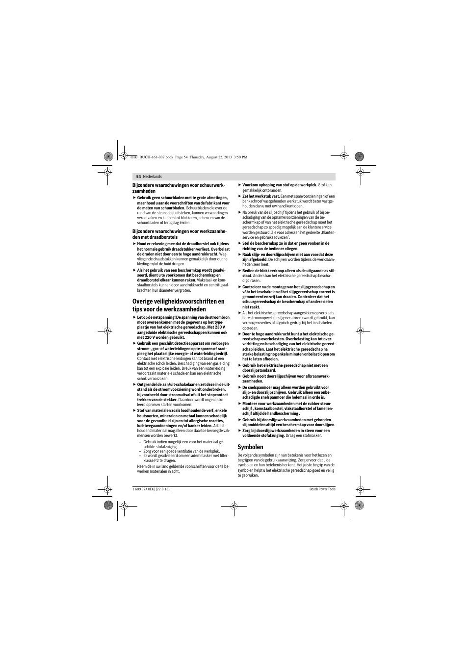 Symbolen | Bosch GWS 780 C Professional User Manual | Page 54 / 261