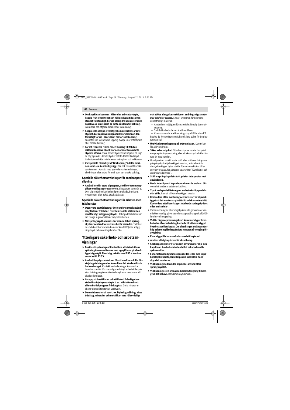 Ytterligare säkerhets- och arbetsan- visningar | Bosch GWS 780 C Professional User Manual | Page 68 / 261
