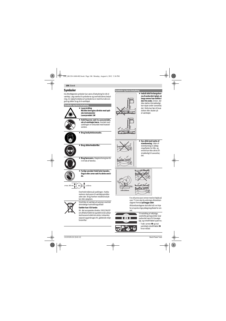 Symboler | Bosch GCM 12 JL Professional User Manual | Page 106 / 384