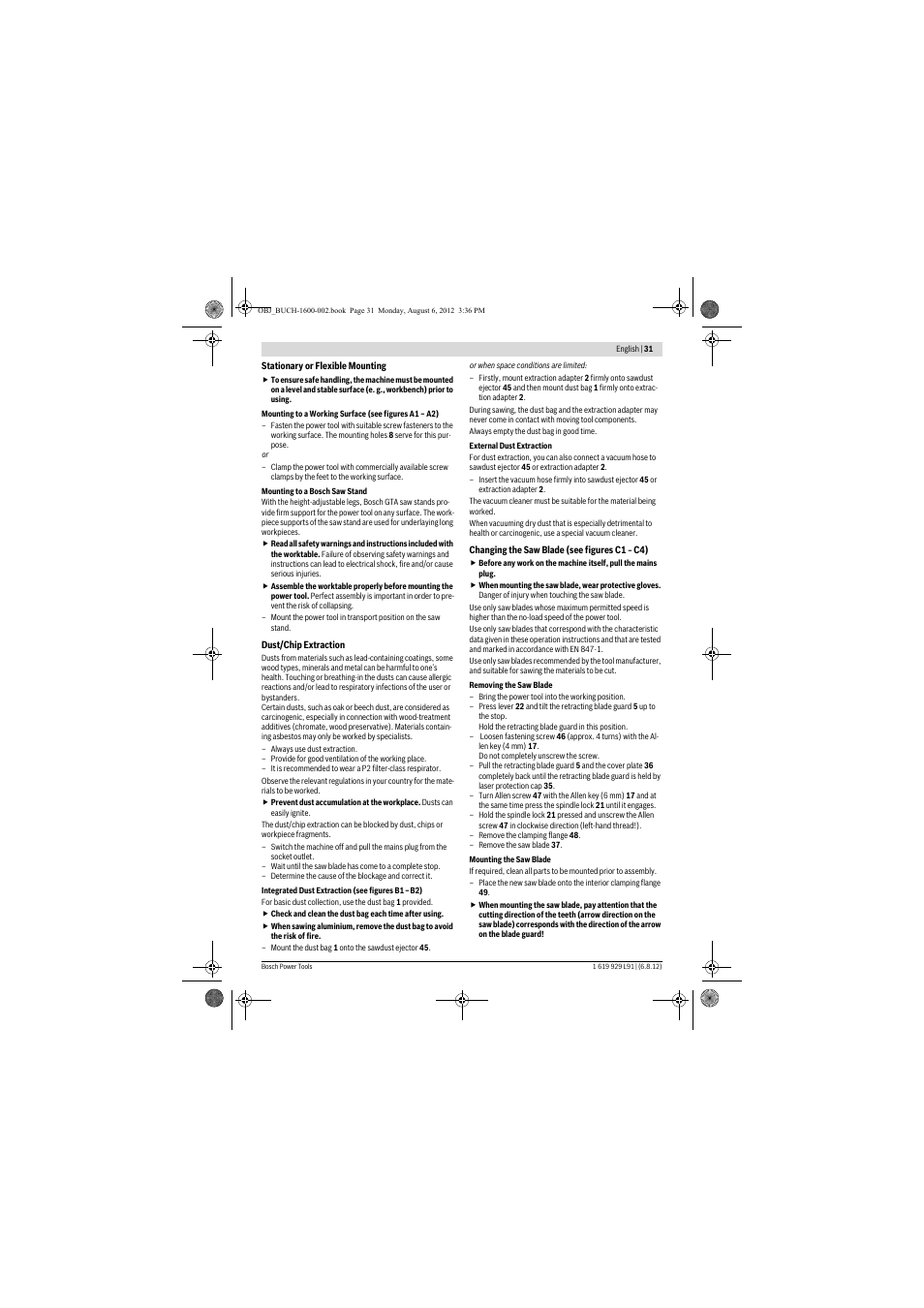 Bosch GCM 12 JL Professional User Manual | Page 31 / 384