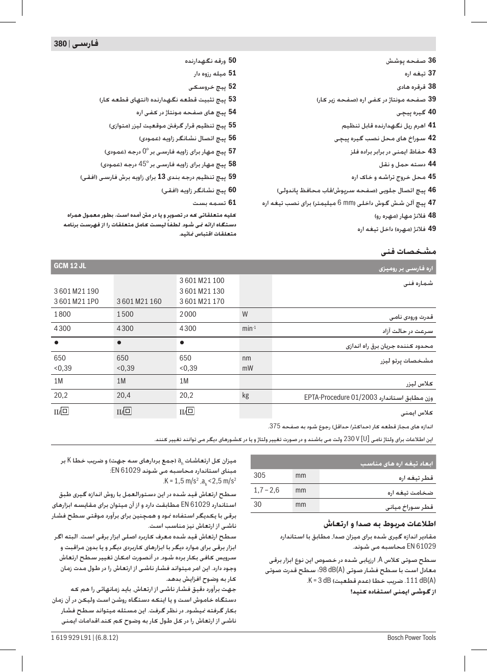 ﯽﺳﺭﺎﻓ | Bosch GCM 12 JL Professional User Manual | Page 380 / 384