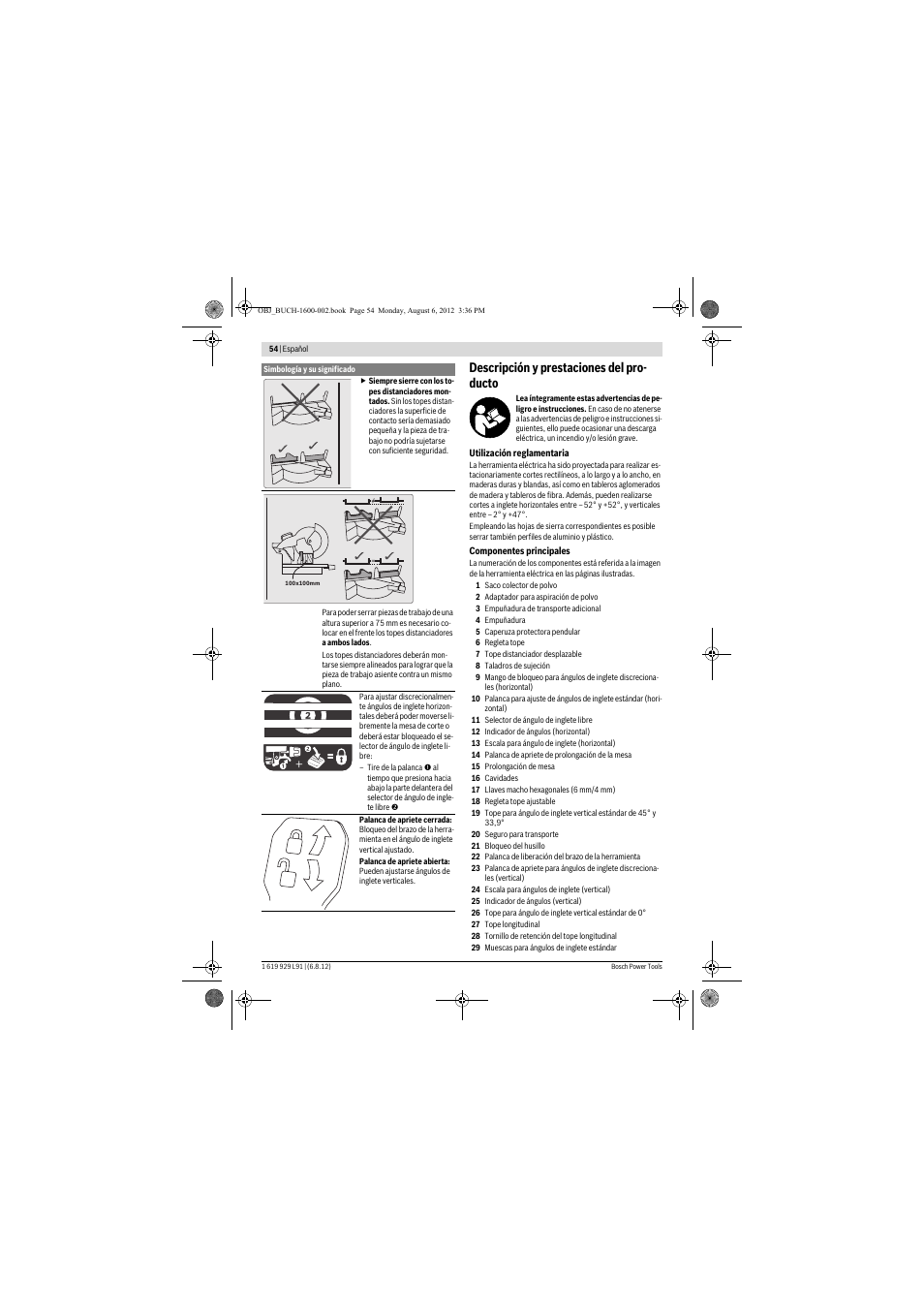Descripción y prestaciones del pro- ducto | Bosch GCM 12 JL Professional User Manual | Page 54 / 384