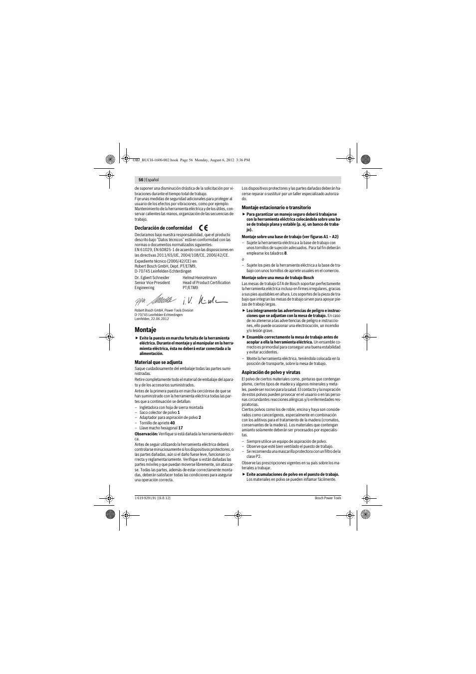Montaje | Bosch GCM 12 JL Professional User Manual | Page 56 / 384