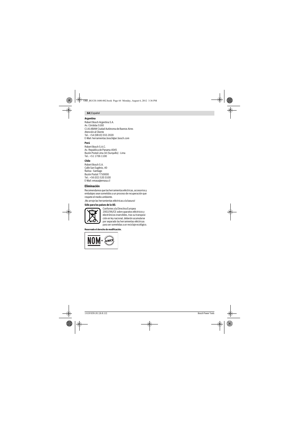 Eliminación | Bosch GCM 12 JL Professional User Manual | Page 64 / 384