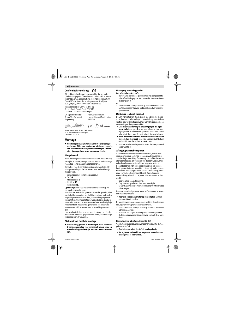 Montage | Bosch GCM 12 JL Professional User Manual | Page 96 / 384