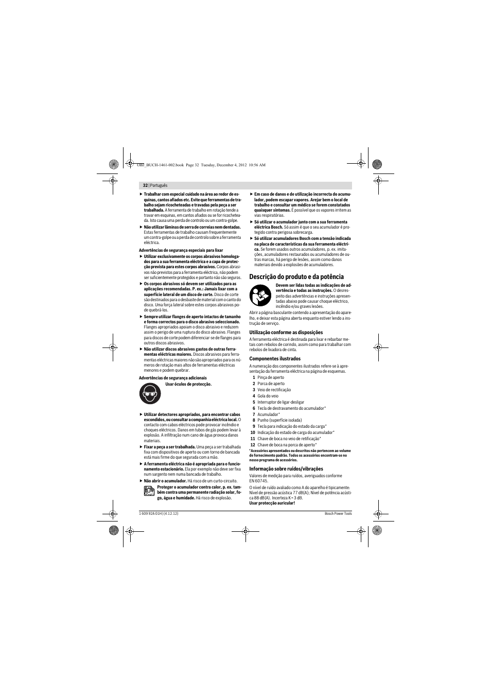 Descrição do produto e da potência | Bosch GGS 18 V-LI Professional User Manual | Page 32 / 189