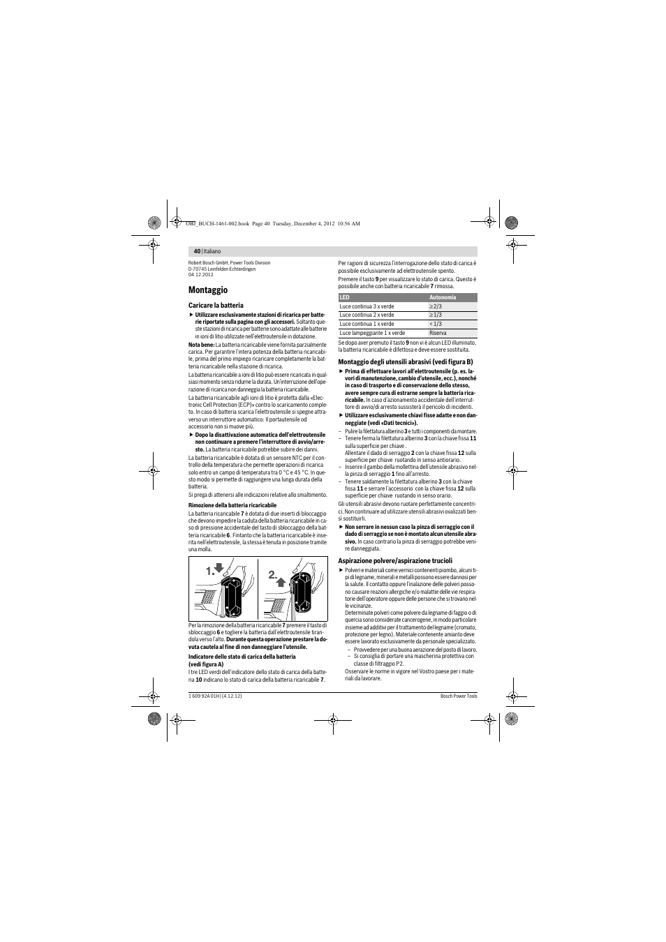 Montaggio | Bosch GGS 18 V-LI Professional User Manual | Page 40 / 189