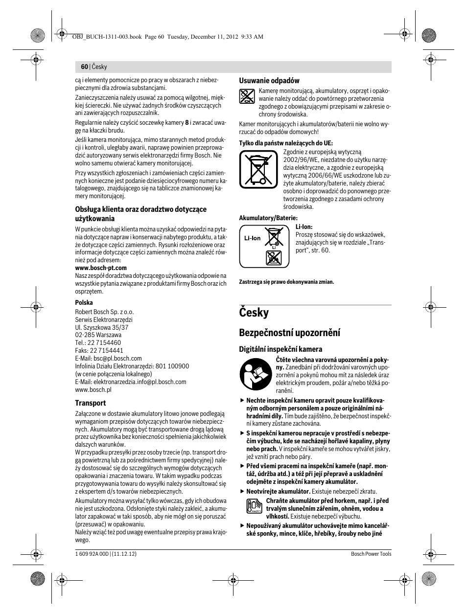 Česky, Bezpečnostní upozornění | Bosch GOS 10,8 V-LI Professional User Manual | Page 60 / 117