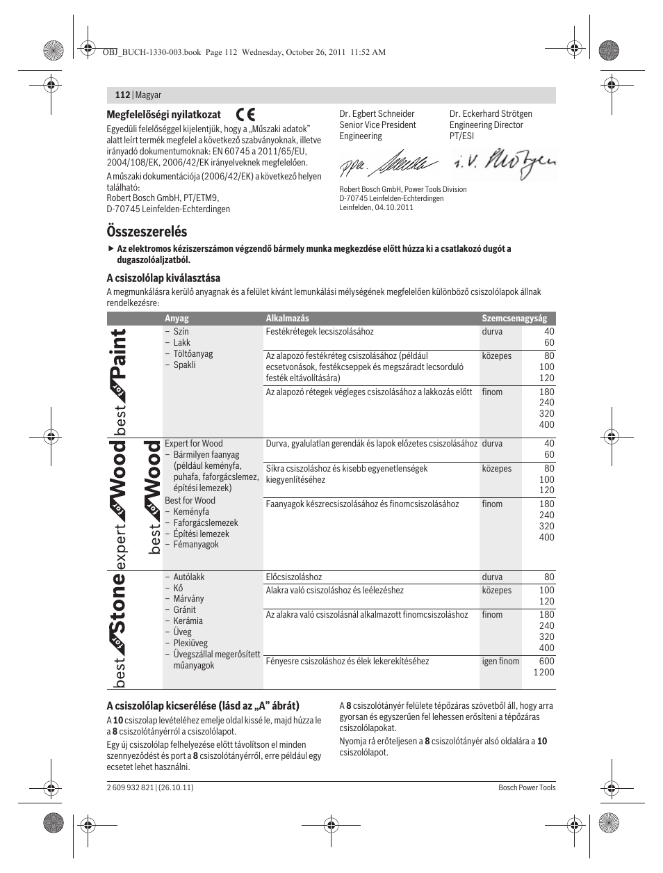 Összeszerelés | Bosch GEX 125-150 AVE Professional User Manual | Page 112 / 194