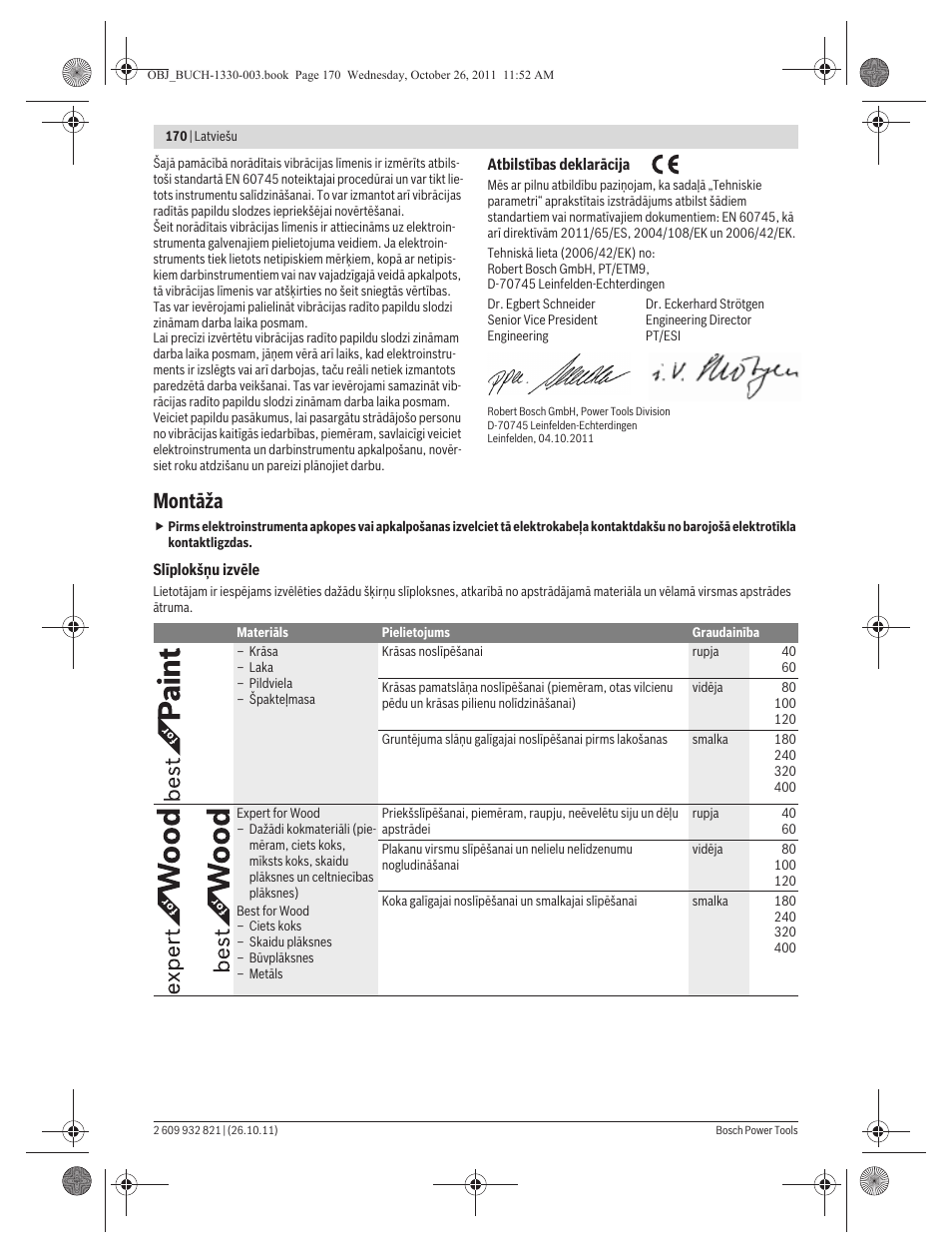 Montāža | Bosch GEX 125-150 AVE Professional User Manual | Page 170 / 194